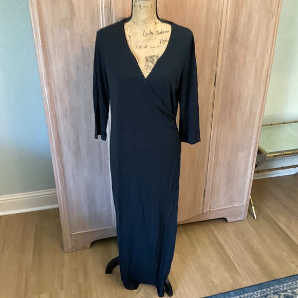 J. Jill Draped Ruched Midi Maxi v neck ruched wrap dress career event capsule M - Picture 2 of 11